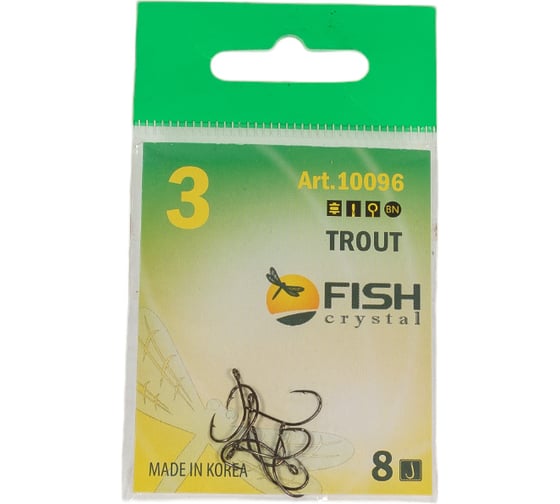 Крючок FISHCRYSTAL FS TROUT с большим ухом, №3, 8 шт 10096-03F 1