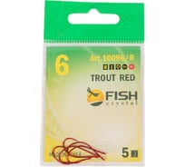Крючок FISHCRYSTAL FS TROUT с большим ухом, №6, red, 5 шт 10096R-06F