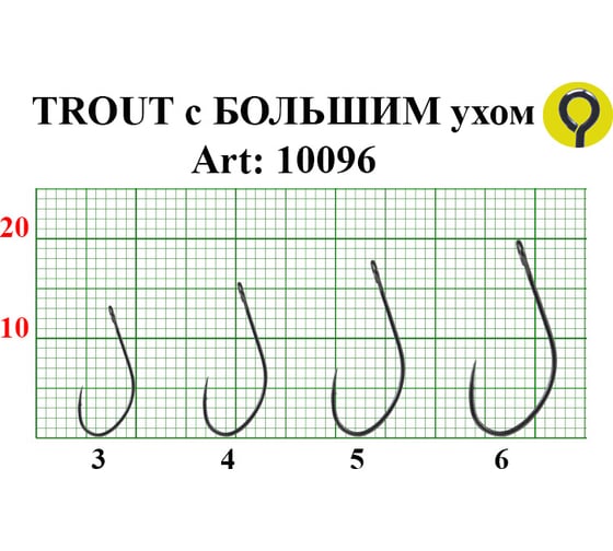 Крючок FISHCRYSTAL FS TROUT с большим ухом, №6, red, 5 шт 10096R-06F