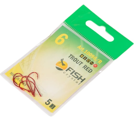 Крючок FISHCRYSTAL FS TROUT с большим ухом, №6, red, 5 шт 10096R-06F