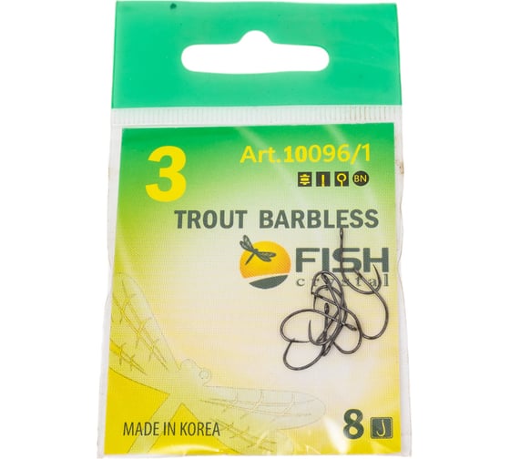 Крючок FISHCRYSTAL FS TROUT с большим ухом, без бородки, №3, 8 шт 10096/1-03F 1