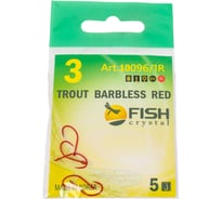 Крючок FISHCRYSTAL FS TROUT с большим ухом, без бородки, №3, red, 5 шт 10096/1R-03F