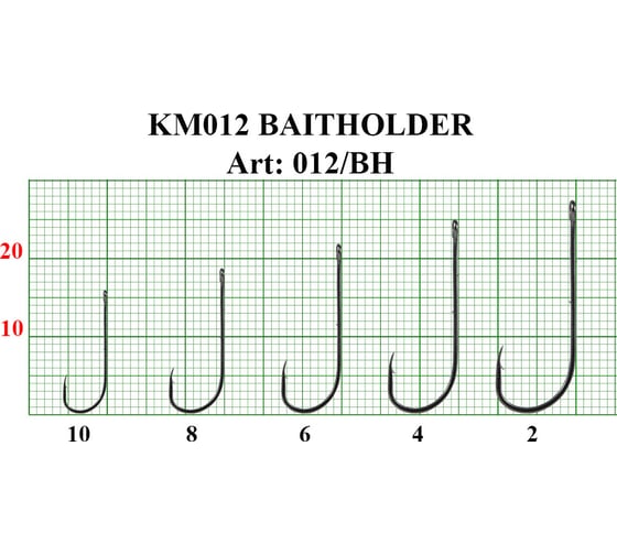 Крючок FISHCRYSTAL KM012 BAITHOLDER с ушком, №12, покрытие BN, 8 шт 012/BH-12F