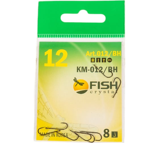 Крючок FISHCRYSTAL KM012 BAITHOLDER с ушком, №12, покрытие BN, 8 шт 012/BH-12F