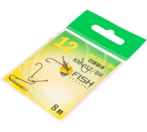Крючок FISHCRYSTAL KM012 BAITHOLDER с ушком, №12, покрытие BN, 8 шт 012/BH-12F