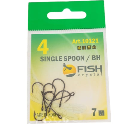 Крючок FISHCRYSTAL SINGLE SPOON BAITHOLDER с большим ухом, №4, покрытие BN, 7 шт 10121-04F