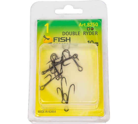Двойной разноуровневый крючок FISHCRYSTAL Живцовый, непаяный, №1, покрытие BN, 10 шт 8250-01F 1