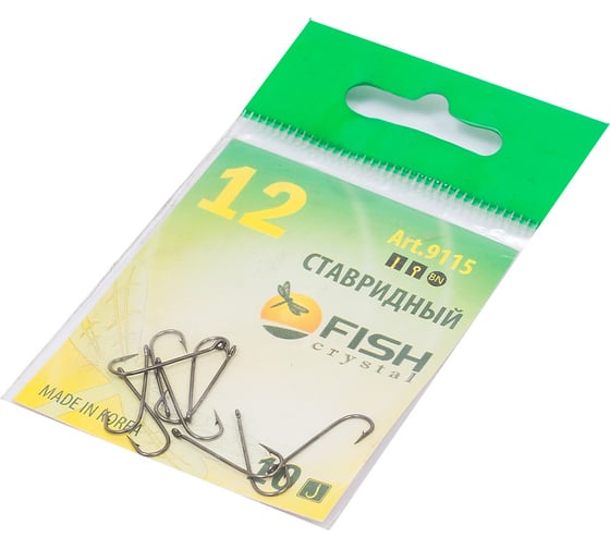 Крючок ставридный FISHCRYSTAL с ушком, №12, покрытие BN, 10 шт 9115BN-12F