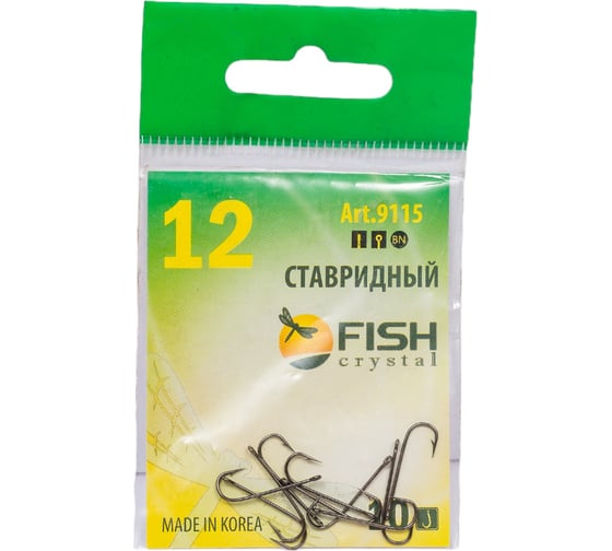 Крючок ставридный FISHCRYSTAL с ушком, №12, покрытие BN, 10 шт 9115BN-12F