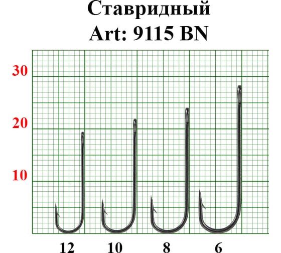Крючок ставридный FISHCRYSTAL с ушком, №6, покрытие BN, 8 шт 9115BN-06F