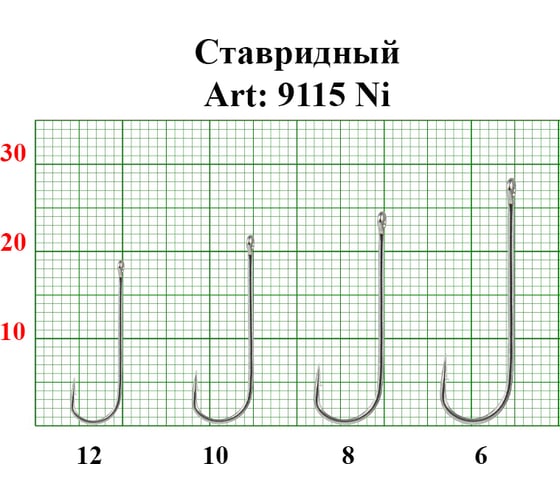 Крючок ставридный FISHCRYSTAL с ушком, №8, покрытие Ni, 9 шт 9115Ni-08F