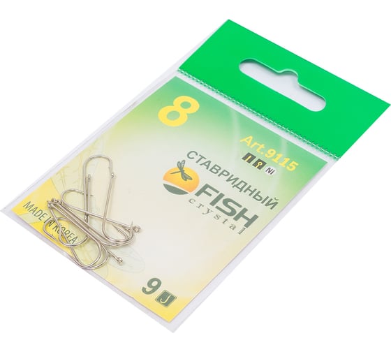 Крючок ставридный FISHCRYSTAL с ушком, №8, покрытие Ni, 9 шт 9115Ni-08F