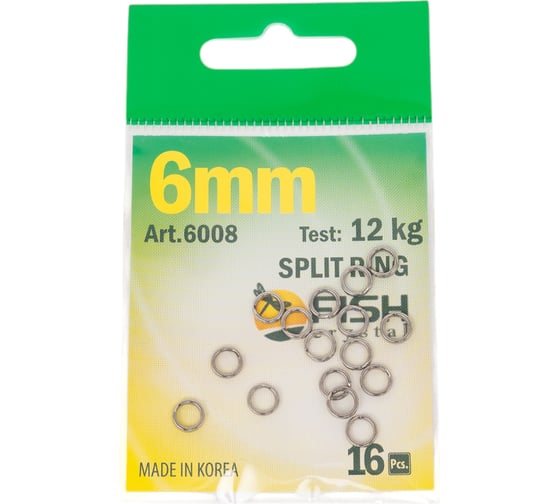 Кольцо заводное FISHCRYSTAL ф 6 мм, 12 кг, 16 шт 6008-06F