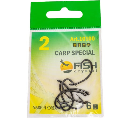 Крючок FISHCRYSTAL FS CARP SPECIAL №2, 6 шт 10100-02F 1