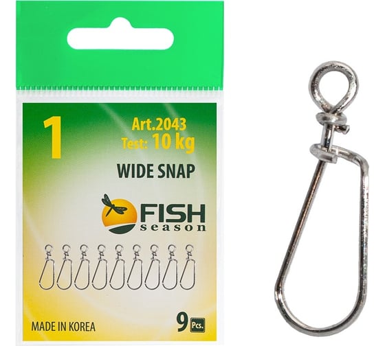 Застежка FISHCRYSTAL Wide №1 10 кг, 9 шт 2043-1F