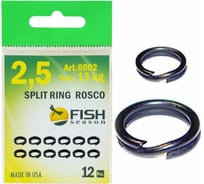 Кольцо заводное FISHCRYSTAL ROSCO №2.5 4.67x6.27 мм, BLACK, 14 кг, 12 шт 6002-2.5F