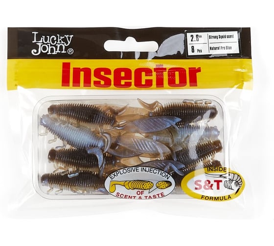 Виброхвосты съедобные искусственные Lucky John LJ Pro Series INSECTOR 2.8in, цвет T46, 8 шт 140184-T46