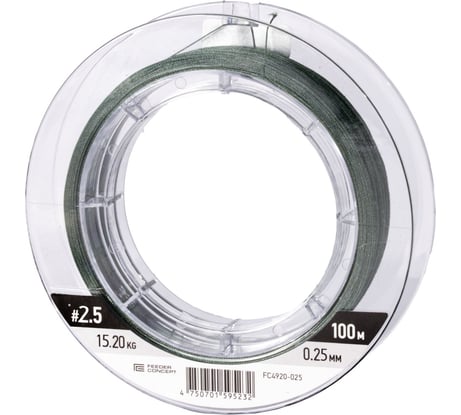 Шок-лидер плетеный FEEDER CONCEPT Flat Method х8 Dark Green 100 м, 0.250 мм FC4920-025