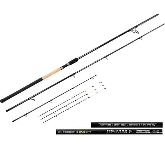 Удилище фидерное FEEDER CONCEPT Distance BLACK 080г, 3.90 м FCDIB080-390 1