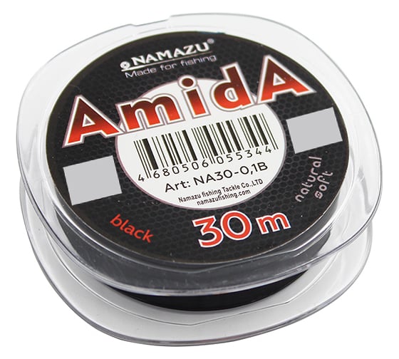 Леска Namazu Amida, L-30 м, d-0.1 мм, test-1,50 кг, угольно-черный, 10 шт 10NA30-0,1B