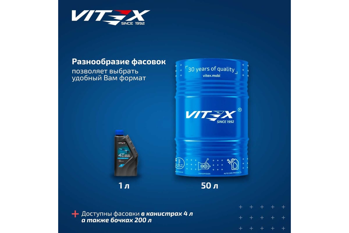 Полусинтетическое лодочное моторное масло VITEX Outboard 4T 10w40 NMMA ...