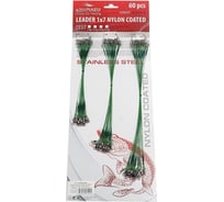 Набор стальных поводков Namazu Leader 1x7 Nylon Coated Black, L - 15, 20, 25 см, тест - 7 кг, по 20 шт, 60 шт N-17LSB24-S60