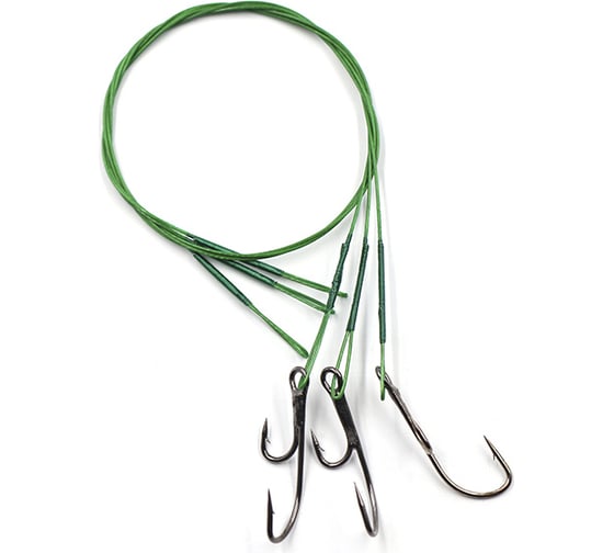 Поводок стальной Namazu Leader 1x7 Nylon Coated Green, d-0.39 мм, L-30 см, с живцовым крючком 4715 D N-LS39-30DR1L 1