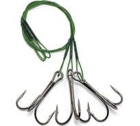 Поводок стальной Namazu Leader 1x7 Nylon Coated Green, d-0.42 мм, L-20 см, с тройным крючком 35647 R N-LS42-20TR1L