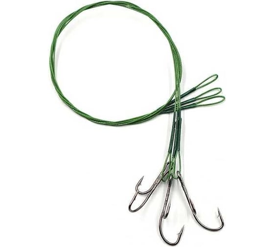 Поводок стальной Namazu Leader 1x7 Nylon Coated Green, d-0.42 мм, L-40 см, с живцовым крючком 4715 D N-LS42-40DR1/0L 1