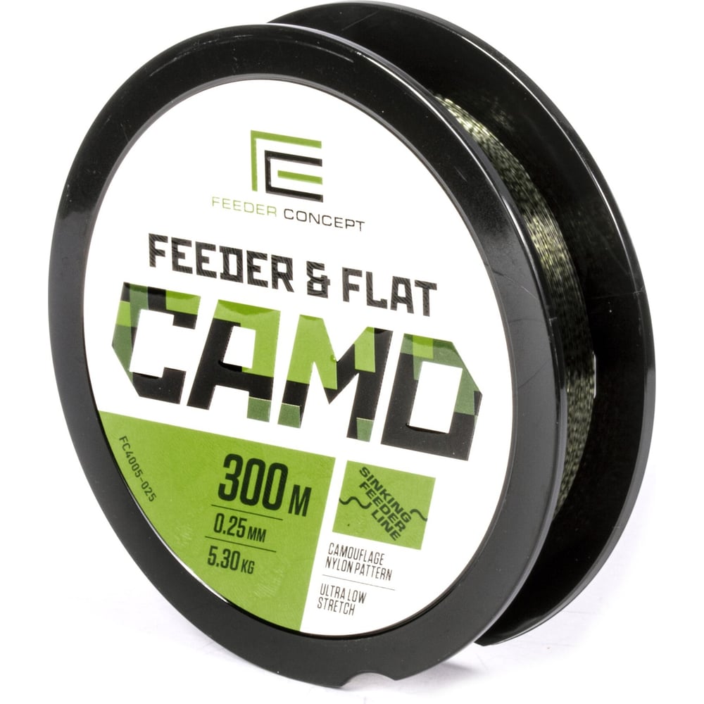 Леска монофильная FEEDER CONCEPT FEEDER & FLAT Camo 300 м, 0.25 мм ...
