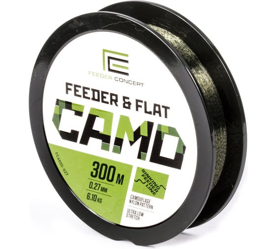Леска монофильная FEEDER CONCEPT FEEDER & FLAT Camo 300 м, 0.27 мм FC4005-027 1