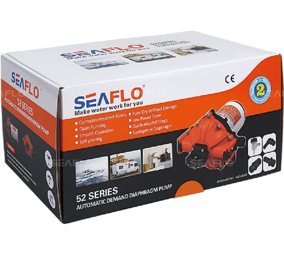 Помпа водоподающая мембранная SeaFlo 18.9 л/мин, 4.2BAR, 12V SFDP1-050-060-52
