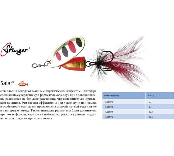 Блесна для рыбалки вращающаяся (вертушка) Stinger Salar 4 10.2 гр, 004 ef57626