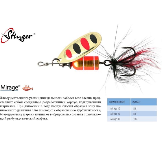 Блесна для рыбалки вращающаяся (вертушка) Stinger Mirage 3 8.5 гр, 014 ef57681