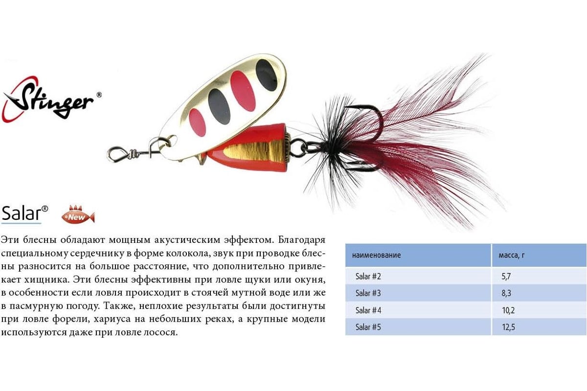 Блесна для рыбалки вращающаяся (вертушка) Stinger Salar 3 8.3 гр, 006  ef57613 - выгодная цена, отзывы, характеристики, фото - купить в Москве и РФ