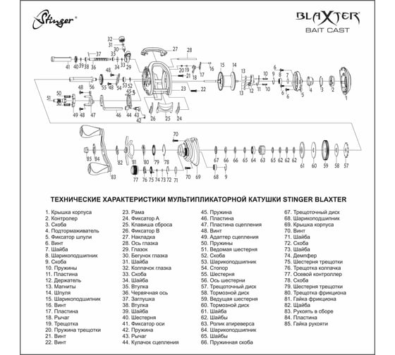 Катушка для рыбалки мультипликаторная Stinger Blaxter Bait Cast BLC100L ef55185