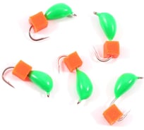 Мормышка безнасадочная Yaman "Банан" зеленый, d-3,5 мм, вес 0,7 г, ядреный кубик красный, 5 шт Я-МР2591