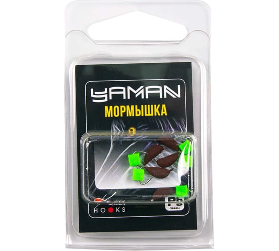 Мормышка безнасадочная Yaman "Банан" матовый шоколад, d-3 мм, вес 0,5 г, ядреный кубик зеленый, 5 шт Я-МР2653 1