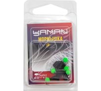 Мормышка безнасадочная Yaman "Гвоздешарик" черный, d-3,5 мм, вес 1 г, шарик зеленый неон, 5 шт Я-МР2723
