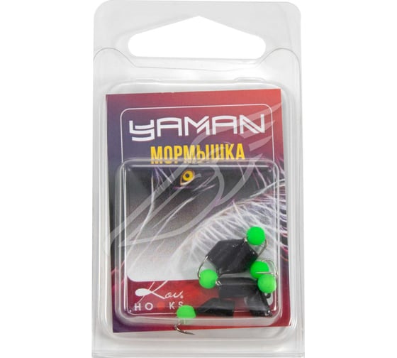 Мормышка безнасадочная Yaman "Гвоздешарик" черный, d-3,5 мм, вес 1 г, шарик зеленый неон, 5 шт Я-МР2723