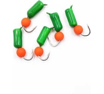 Мормышка безнасадочная Yaman "Гвоздешарик" зеленый, d-3 мм, вес 0,85 г, шарик оранжевый неон, 5 ш Я-МР1953