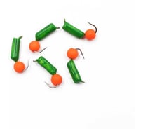 Мормышка безнасадочная Yaman "Гвоздешарик" зеленый, d-2,5 мм, вес 0,6 г, шарик оранжевый неон, 5 Я-МР1951