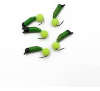 Мормышка вольфрамовая безнасадочная Yaman Ручейник №3, d-1.5 мм, L-8.5 мм, вес 0.45 г, флуоресцентный желтый шар Я-МР2095