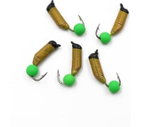 Мормышка вольфрамовая безнасадочная Yaman Ручейник №5, d-2 мм, L-9.5 мм, вес 0.68 г, флуоресцентный зеленый шар Я-МР2118