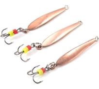 Блесна вертикальная Yaman Малек с тройником, размер 28 мм, вес 1.3 г, цвет медь, 3 шт Я-БВ198