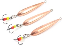 Блесна вертикальная Yaman Лодочка малая с тройником, размер 37 мм, вес 4 г, цвет медь, 3 шт Я-БВ126