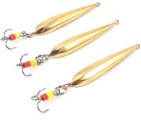 Блесна вертикальная Yaman Лодочка малая с тройником, размер 37 мм, вес 4 г, цвет латунь, 3 шт Я-БВ125