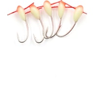 Мормышка полимерная Yaman Капля красная шапочка с отверстием, крючок №12, фосфор-красный, 5 шт Я-МР1893