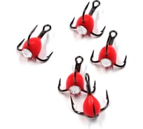 Крючок-тройник Yaman с камнем, размер 16 (INT), цвет флуоресцентный красный, 5 шт Я-ТК16ФК