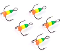 Крючок-тройник Yaman "Светофор" с глазком, размер 12 (INT), цвет флуоресцентный, 5 шт Я-ТК33